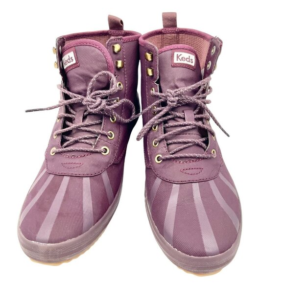 Keds Womens Maroon Sneakers Size 10 Durable Canvas Stripe Details High-Top - Picture 2 of 7